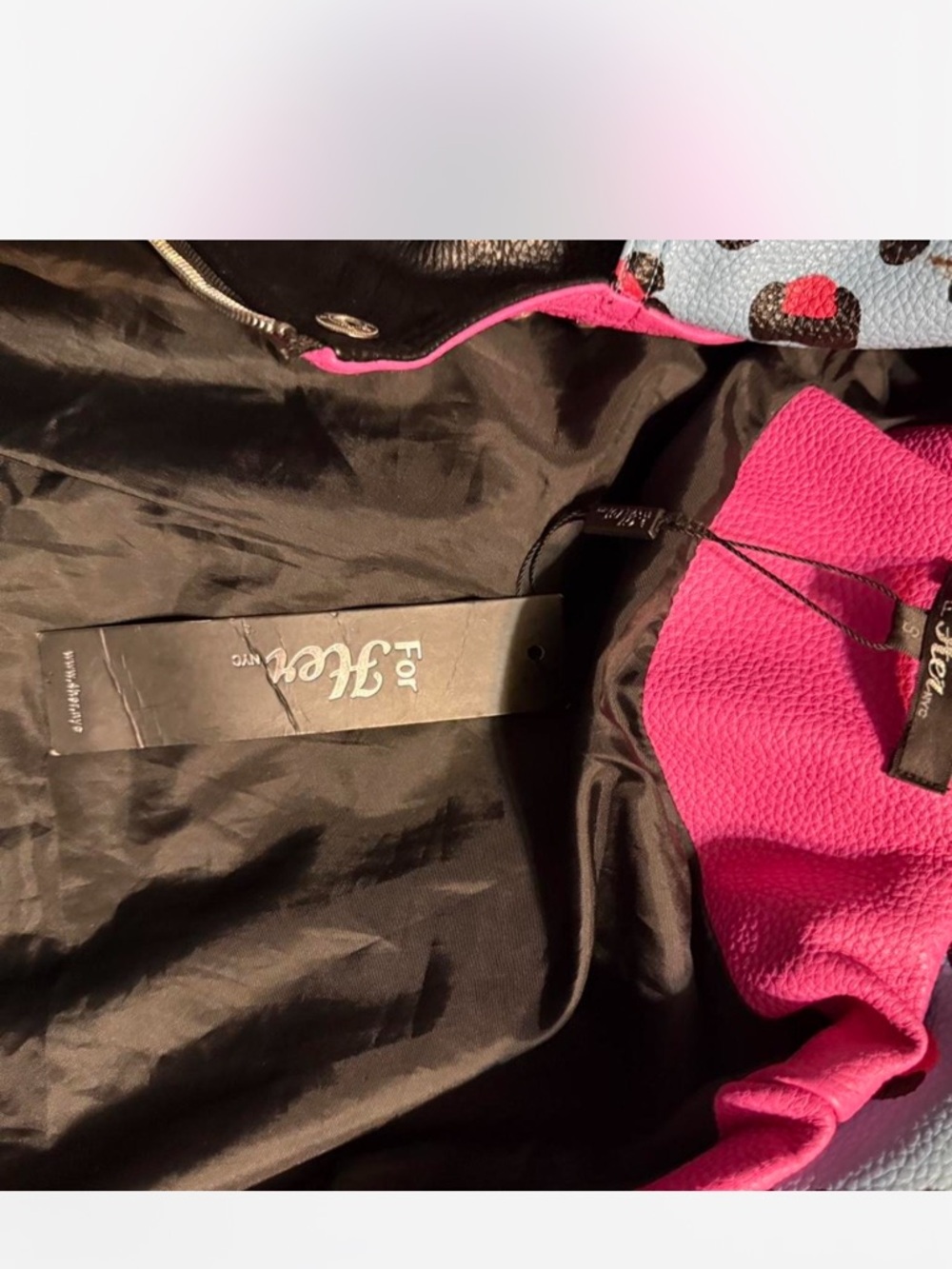 Pink & Black Graphic Studded Moto Jacket - Women's Statement Coat - Picture 8 of 8
